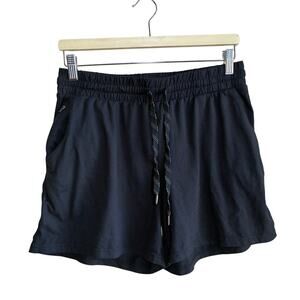 casual black summer trousers drawstring elastic waist women's medium pockets